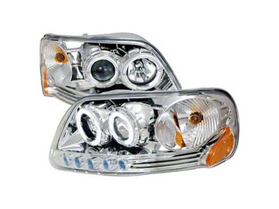 Projector Headlights; Dual-Halo; Parking LED; Chrome (97-03 F-150)