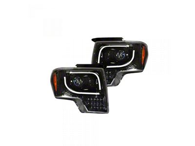 Projector Headlights; Black Housing; Smoked Lens (13-14 F-150 w/ Factory Projector/HID Headlights)