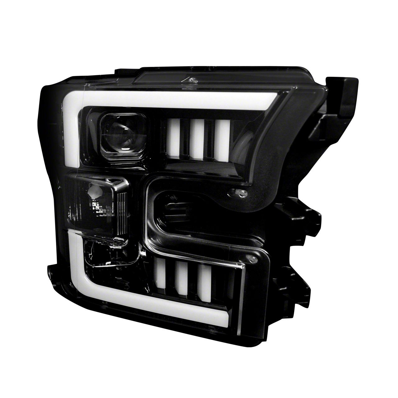 Projector Headlights; Black Housing; Smoked Lens (15-17 F-150 w/ Factory Halogen Headlights)