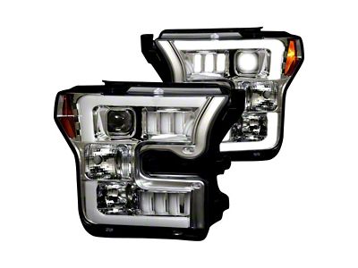 Projector Headlights; Chrome Housing; Clear Lens (15-17 F-150 w/ Factory Halogen Headlights)