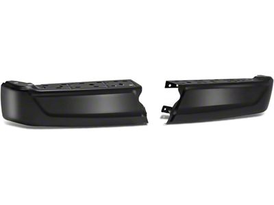 Rear Bumper End Caps; Not Pre-Drilled for Backup Sensors; Black (21-25 F-150 w/o Factory Dual Exhaust)