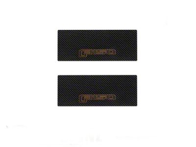 Rear Door Sill Protection with F-150 Logo; Raw Carbon Fiber; Black and Orange (15-24 F-150 SuperCrew)