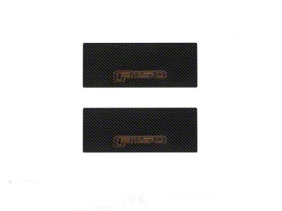 Rear Door Sill Protection with F-150 Logo; Raw Carbon Fiber; Black and Orange (15-25 F-150 SuperCrew)