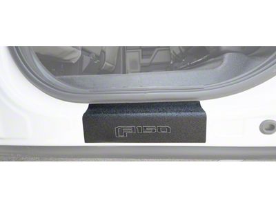Rear Door Sill Protection with F-150 Logo; TUF-LINER Black; Black and White (15-25 F-150 SuperCrew)