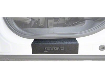Rear Door Sill Protection with F-150 Logo; TUF-LINER Black; Black and White (15-24 F-150 SuperCrew)