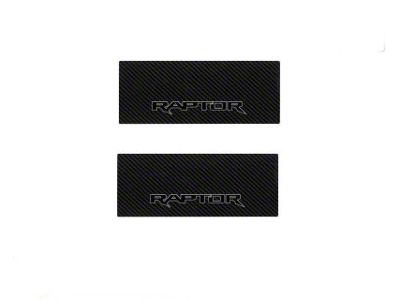 Rear Door Sill Protection with Raptor Logo; Raw Carbon Fiber; Black and Gray (15-25 F-150 SuperCrew)