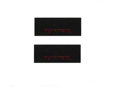 Rear Door Sill Protection with Raptor Logo; Raw Carbon Fiber; Black and Red (15-25 F-150 SuperCrew)