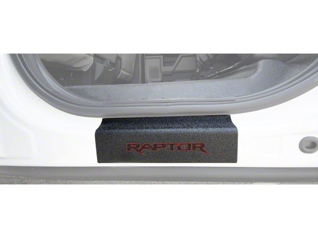 Rear Door Sill Protection with Raptor Logo; TUF-LINER Black; Black and Red (15-24 F-150 SuperCrew)