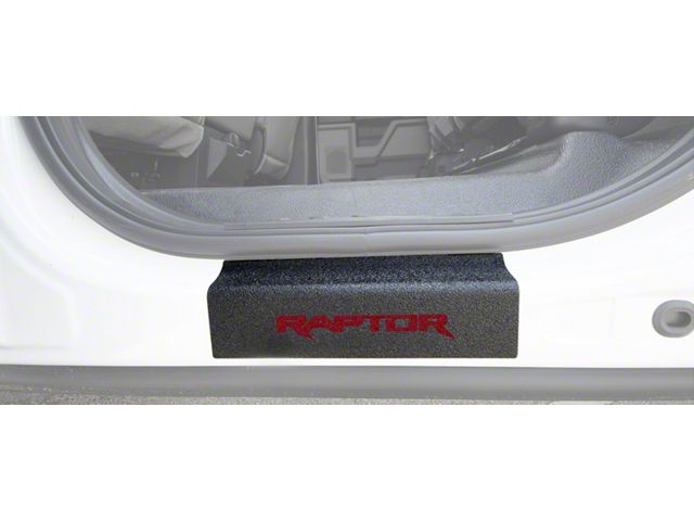 Rear Door Sill Protection with Raptor Logo; TUF-LINER Black; Red (15-24 F-150 SuperCrew)