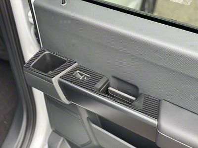 Rear Door Switch Accent Trim; Domed Carbon Fiber (21-25 F-150 SuperCrew)