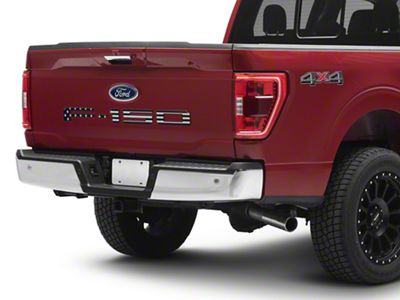 Rear Tailgate Letter Inserts; Black and Silver American Flag (21-25 F-150 w/o Tailgate Applique & Pro Access Tailgate)