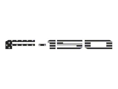 Rear Tailgate Letter Inserts; Black/Silver American Flag (24-25 F-150 w/ Pro Access Tailgate)
