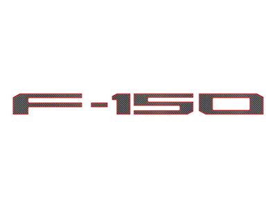 Rear Tailgate Letter Inserts; Domed Carbon Fiber with Red Outline (24-25 F-150 w/ Pro Access Tailgate)