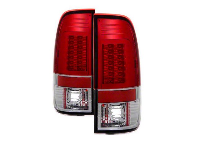 Version 2 LED Tail Lights; Chrome Housing; Red/Clear Lens (97-03 F-150 Styleside Regular Cab, SuperCab)