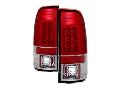 Version 2 LED Tail Lights; Chrome Housing; Red/Clear Lens (97-03 F-150 Styleside Regular Cab, SuperCab)