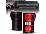 Red Light Bar Sequential Tail Lights; Black Housing; Clear Lens (18-20 F-150 w/ Factory Halogen Non-BLIS Tail Lights)
