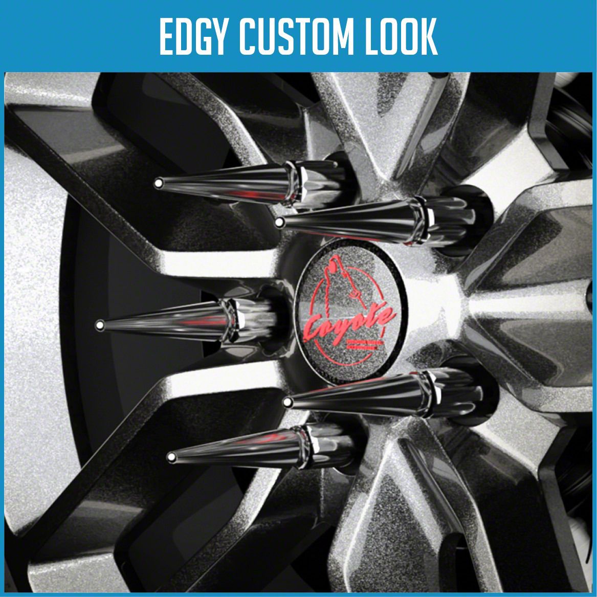thumbnail image 2 of 20pc Red Spike Lug Nuts M14x2 With Key - 4.5 Tall Cone Seat Fit Ford F150/Expedition/Navigator 2 of 4