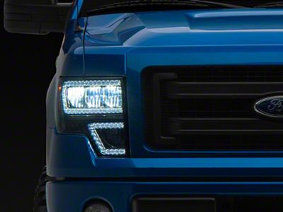 Reflective Bowl LED Headlights with DRL; Black Housing; Smoked Lens (09-14 F-150 w/ Factory Halogen Headlights)