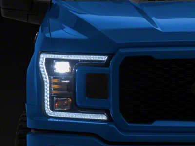 Reflector Type Full LED Headlights; Black Housing; Clear Lens (18-20 F-150 w/ Factory Halogen Headlights)