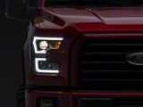 Renegade Series DRL Projector Headlights; Black Housing; Clear Lens (15-17 F-150 w/ Factory Halogen Headlights)