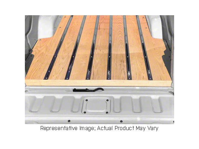 RETROLINER Real Wood Bed Liner; Ash Wood; HydroSatin Finish; Polished Stainless Punched Bed Strips (09-14 F-150 w/ 5-1/2-Foot Bed)