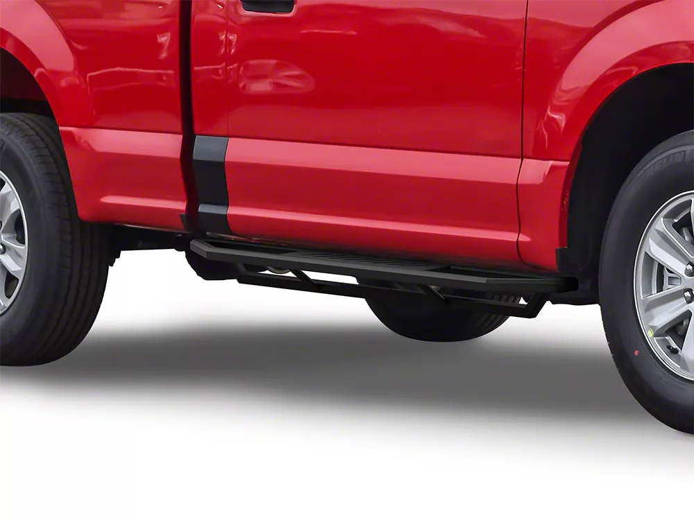 F150 Rocker Armor Side Step Bars; Matte Black (1524 F150 Regular Cab
