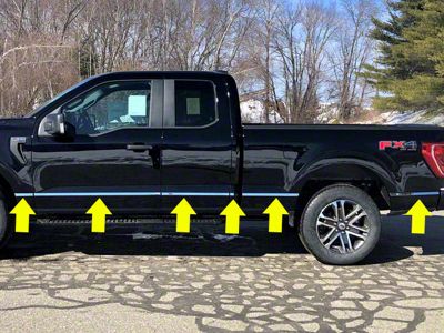 Rocker Panel Insert Trim; Stainless Steel (21-24 F-150 SuperCab w/ 6-1/2-Foot Bed)