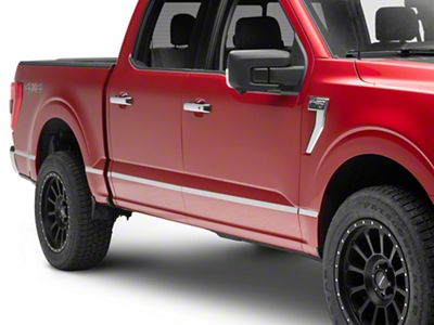 Rocker Panel Insert Trim; Stainless Steel (21-24 F-150 SuperCrew w/ 5-1/2-Foot Bed)