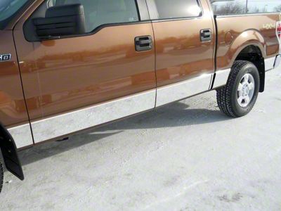 Rocker Panel Trim; Stainless Steel (09-14 F-150 SuperCrew w/ 6-1/2-Foot Bed w/o OE Fender Flares)