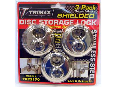 Round Stainless Steel Padlocks; Keyed Alike; 3-Pack