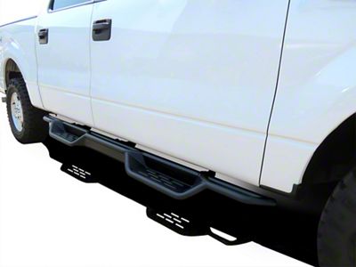 Round Tube Drop Style Nerf Side Step Bars; Black (09-14 F-150 SuperCrew)