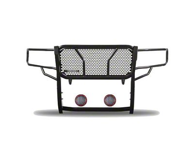 Rugged Heavy Duty Grille Guard with 5.30-Inch Red Round Flood LED Lights; Black (09-14 F-150, Excluding Raptor)