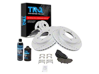 Semi-Metallic Performance 5-Lug Brake Rotor, Pad, Brake Fluid and Cleaner Kit; Front (97-03 4WD F-150)