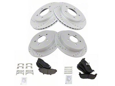 Semi-Metallic Performance 5-Lug Brake Rotor and Pad Kit; Front and Rear (97-03 4WD F-150)