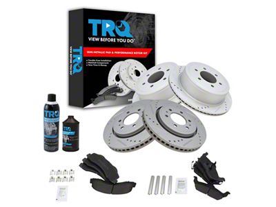 Semi-Metallic Performance 6-Lug Brake Rotor, Pad, Brake Fluid and Cleaner Kit; Front and Rear (10-11 F-150)