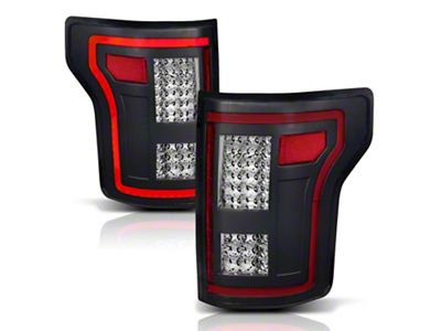Sequential LED Tail Lights; Black Housing; Clear Lens (15-17 F-150 w/ Factory Halogen Non-BLIS Tail Lights)
