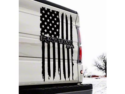 Side Tailgate Flag Decal; Matte Black (10-14 F-150 Raptor)