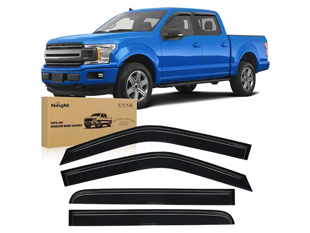 F150 Side Rear Window Deflector F-150 Side Window Deflectors; Front and Rear; Smoked (15-26 F-150 ...