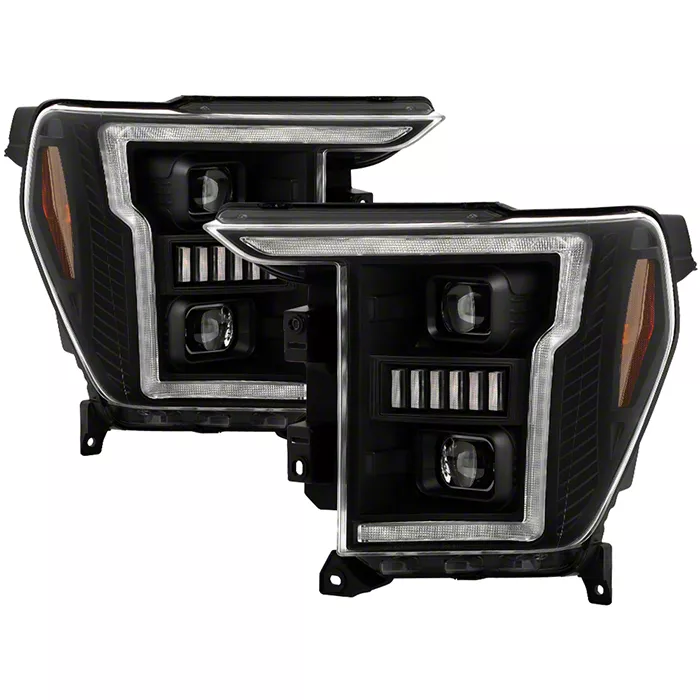 Signature Series Sequential Turn Signal Projector Headlights; Black Housing; Clear Lens (21-23 F-150 w/ Factory Halogen Headlights)