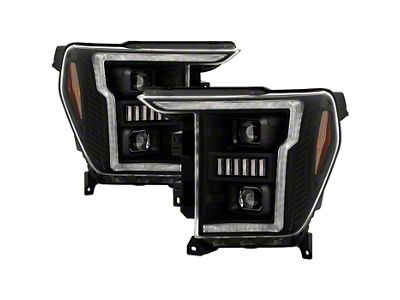 Signature Series Sequential Turn Signal Projector Headlights; Black Housing; Clear Lens (21-23 F-150 w/ Factory Halogen Headlights)