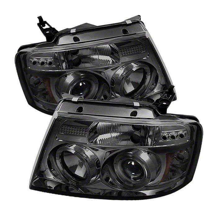 Version 2 LED Halo Projector Headlights; Chrome Housing; Smoked Lens (04-08 F-150)