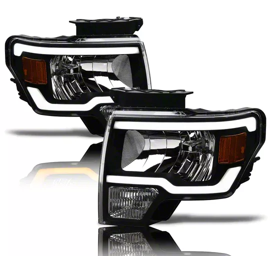 SQ Series Headlights with Sequential Turn Signals; Black Housing; Clear Lens (09-14 F-150 w/ Factory Halogen Headlights)