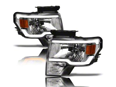 SQ Series Headlights with Sequential Turn Signals; Chrome Housing; Clear Lens (09-14 F-150 w/ Factory Halogen Headlights)