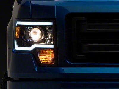 SQP Series Headlights with Sequential Turn Signals; Black Housing; Clear Lens (09-14 F-150 w/ Factory Halogen Headlights)