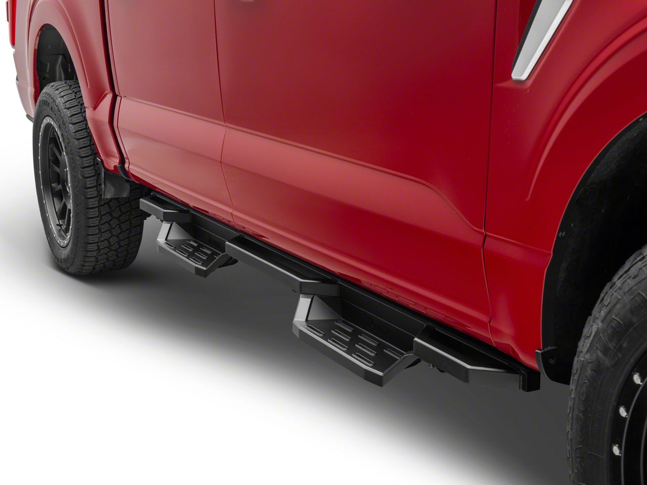 F-150 Square Tube Drop Style Nerf Side Step Bars; Matte Black (15