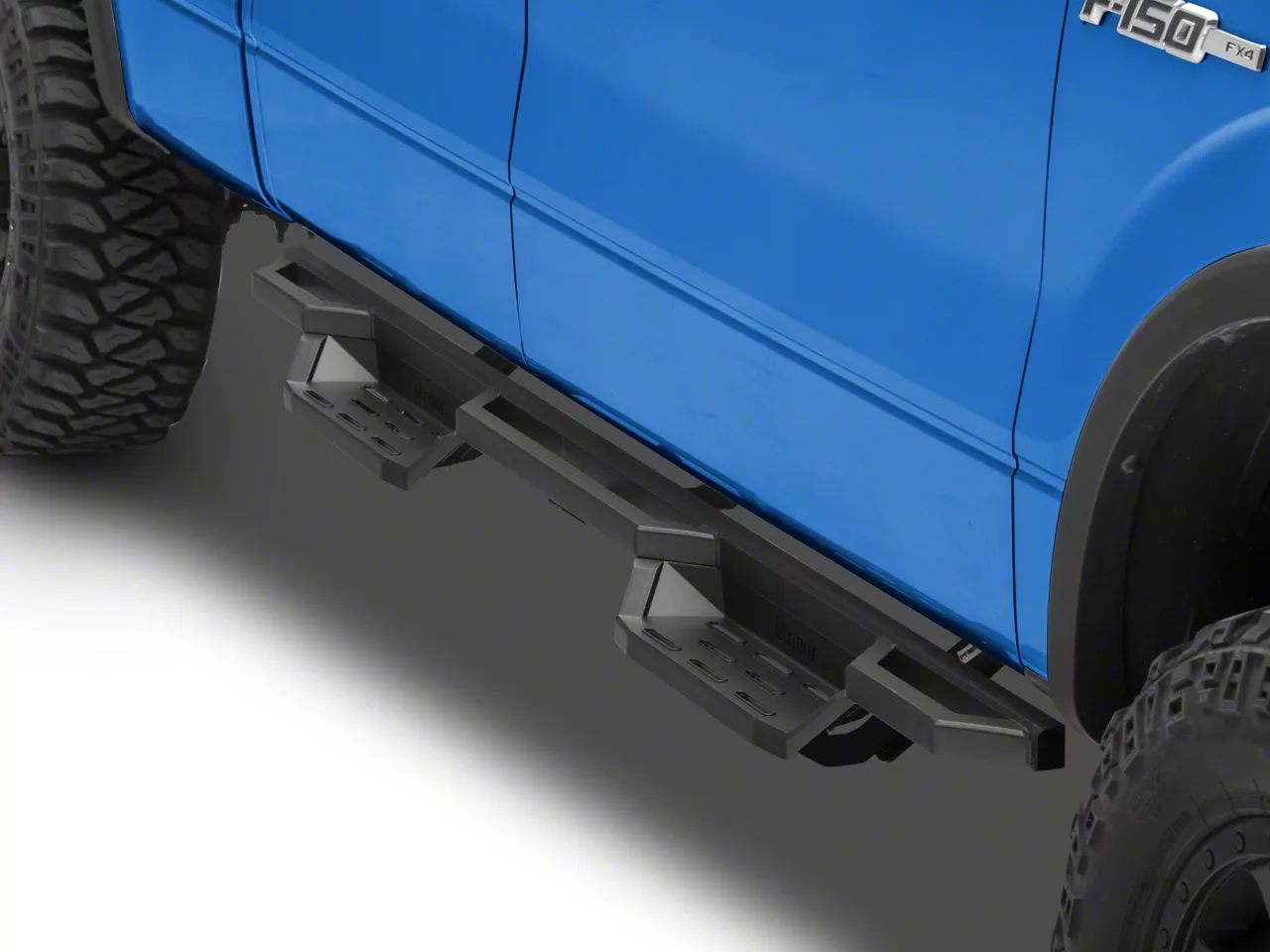 F-150 Square Tube Drop Style Nerf Side Step Bars; Matte Black (09