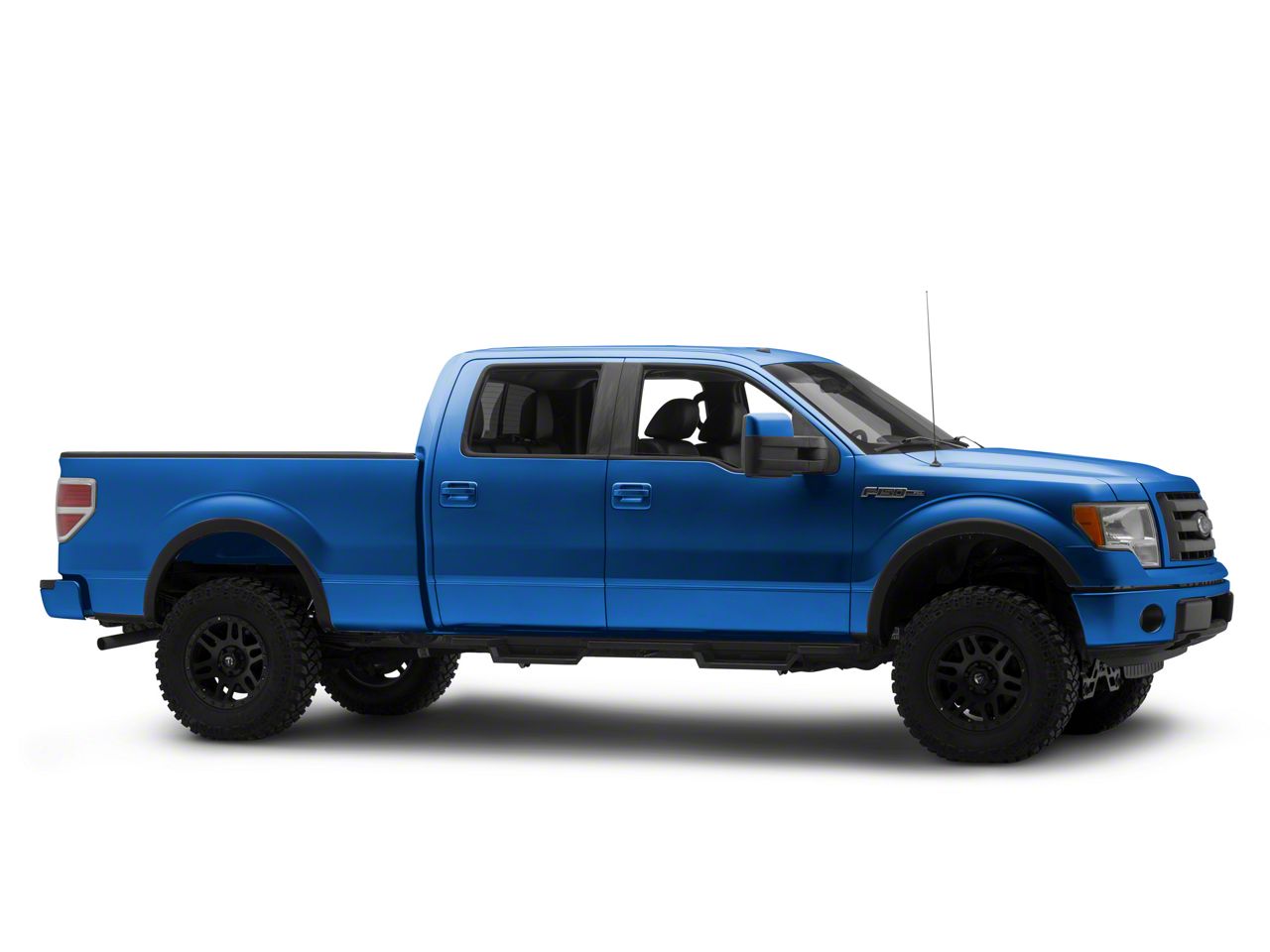 F-150 Square Tube Drop Style Nerf Side Step Bars; Matte Black (09