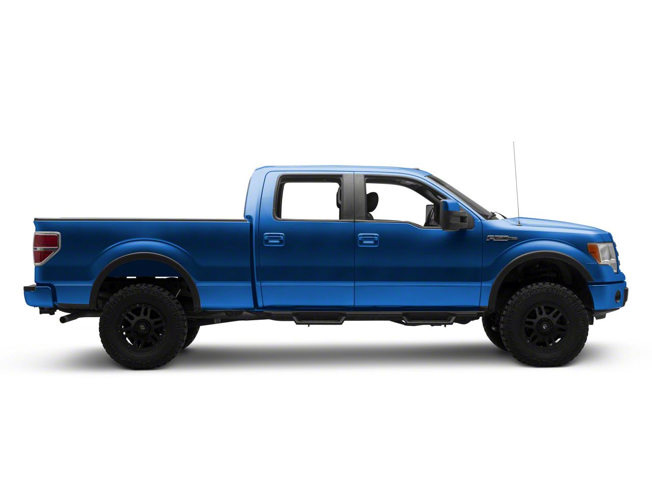 F-150 Square Tube Drop Style Nerf Side Step Bars; Matte Black (09