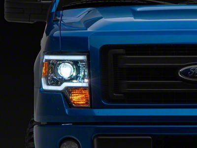 SQX Series LED Projector Headlights with Sequential Turn Signals; Chrome Housing; Clear Lens (09-14 F-150 w/ Factory Halogen Headlights)