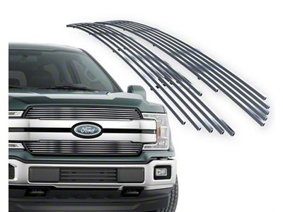 Stainless Steel Billet Upper Grille Overlay; Chrome (18-20 F-150 XL, XLT)